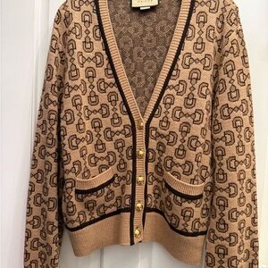 Gucci Beige and Brown Patterned Cardigan